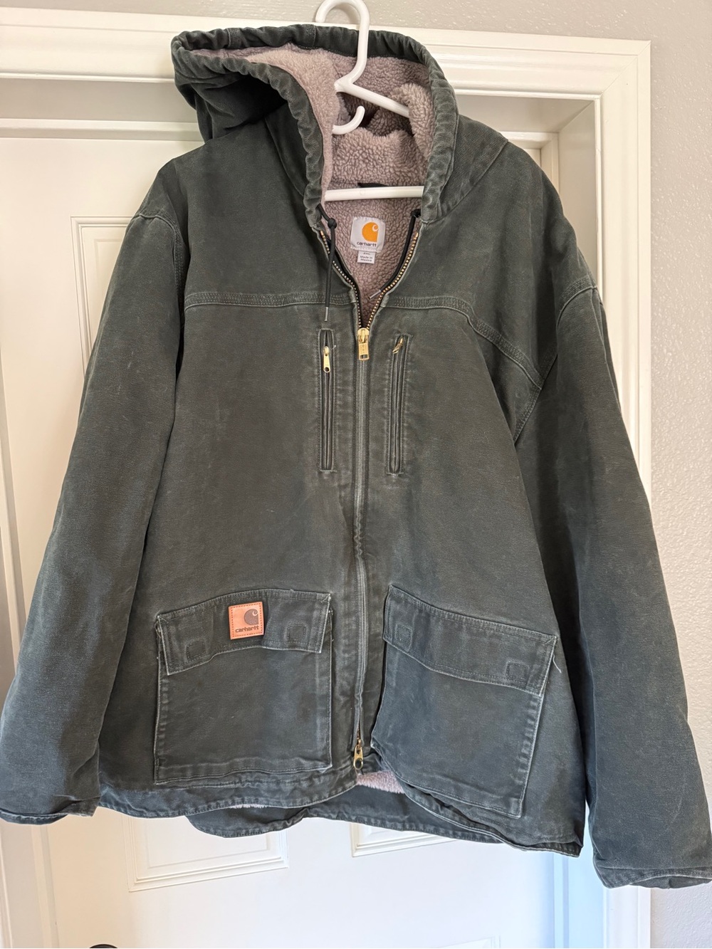 Carhartt J141 MOS Sandstone Sierra Jacket 2XL Moss Green Sherpa Lined Vintage